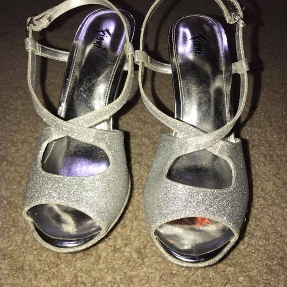 Silver sparkly heels